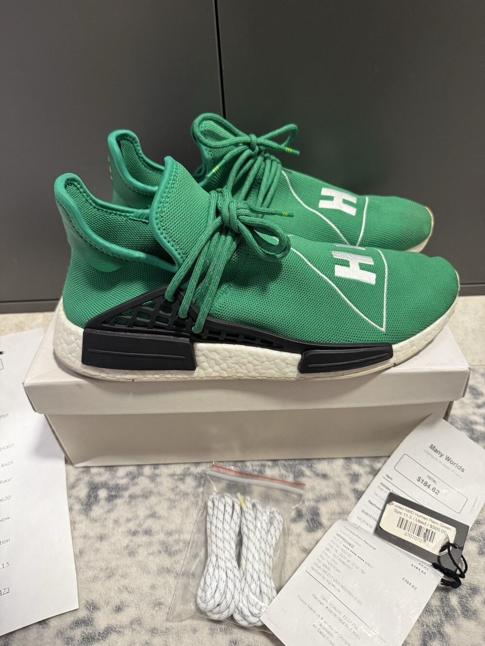 adidas NMD Hu Pharrell Human Race Green Size 11.5 BB0620 2016 OG Box